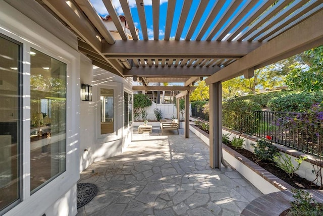 view of patio / terrace featuring a pergola