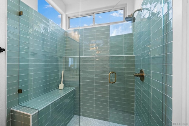 bathroom featuring walk in shower