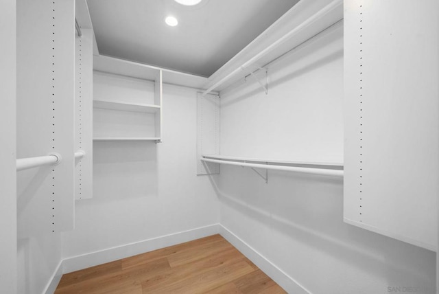 walk in closet with wood-type flooring