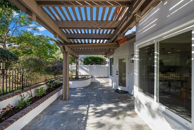 view of patio / terrace featuring a pergola