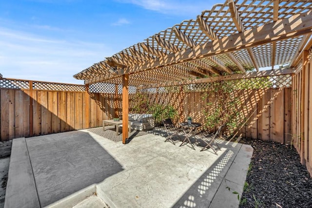 view of patio / terrace featuring a pergola