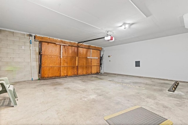 garage with a garage door opener