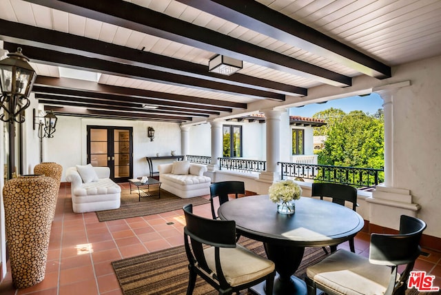 interior space with an outdoor hangout area and french doors