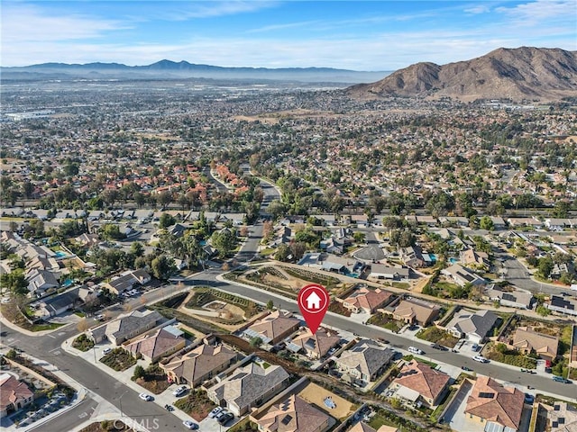 aerial view with a mountain view