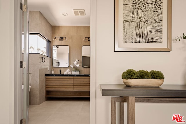 bathroom featuring vanity and tile patterned floors