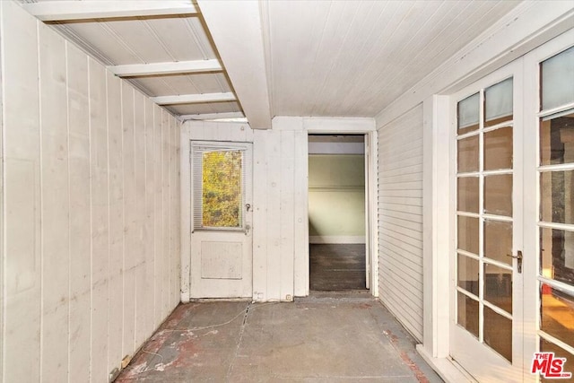 interior space with wood walls