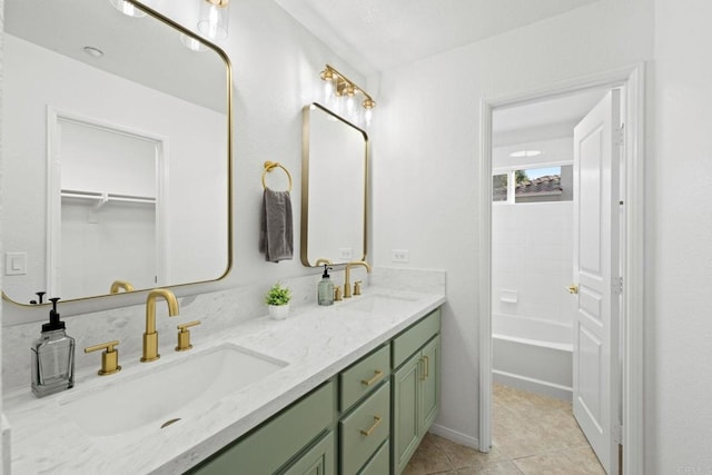 bathroom featuring vanity and tile patterned flooring