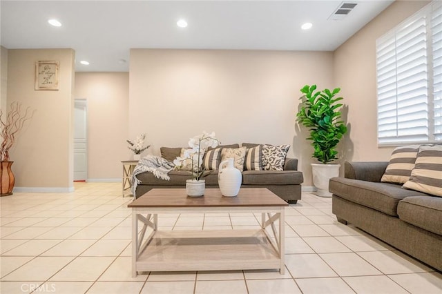 view of tiled living room