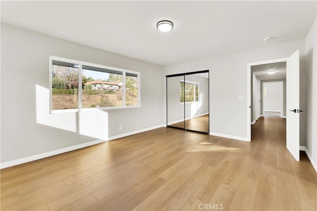 interior space featuring light wood-type flooring and a closet