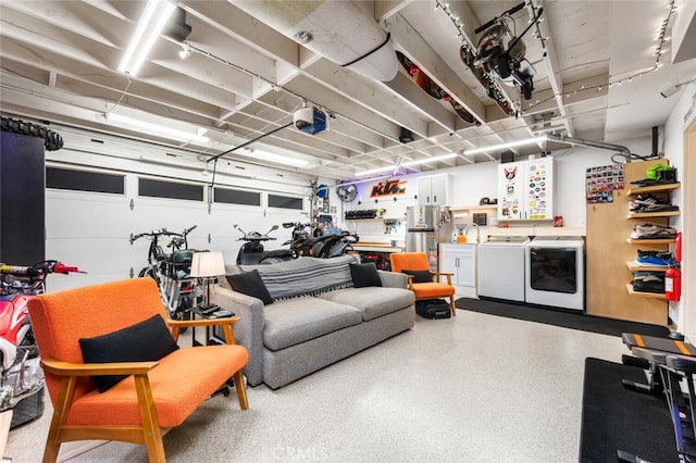 basement with washing machine and clothes dryer