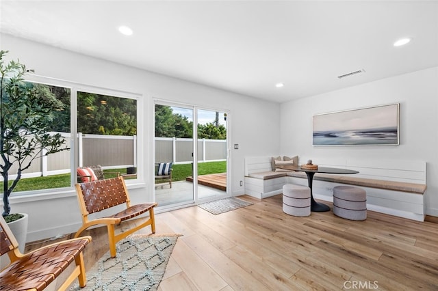 sitting room with light hardwood / wood-style flooring