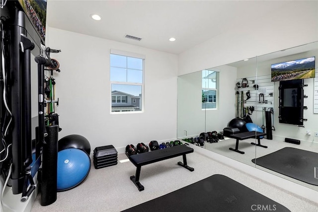 workout area with a wealth of natural light