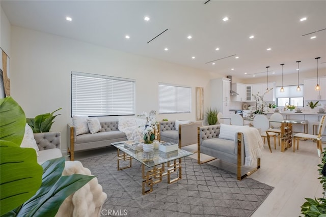 living room featuring light hardwood / wood-style flooring