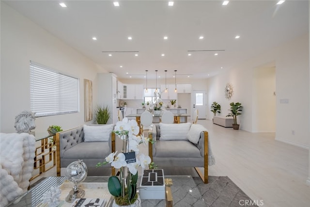 living room with hardwood / wood-style flooring