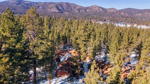 mountain view with a wooded view