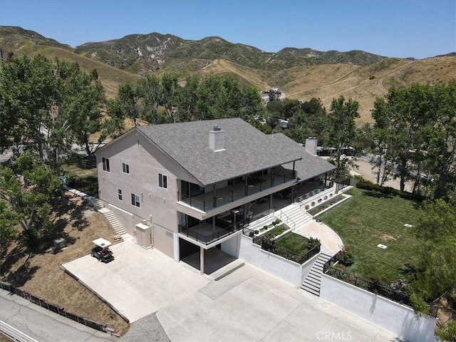 drone / aerial view with a mountain view