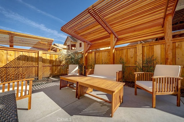 view of patio / terrace featuring a pergola