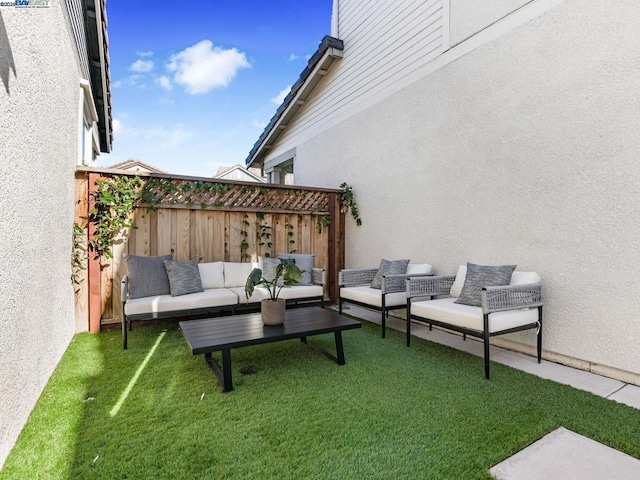 view of patio featuring an outdoor hangout area