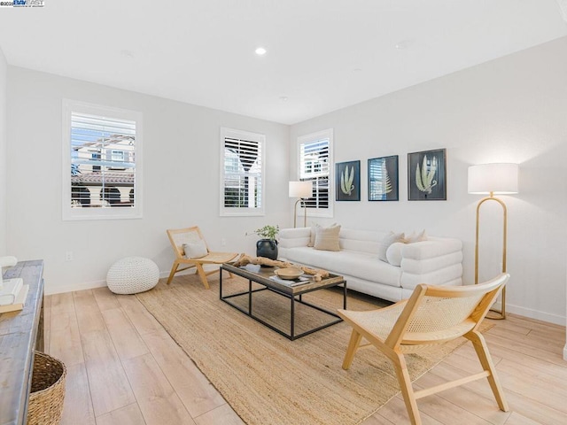 living room featuring light hardwood / wood-style flooring