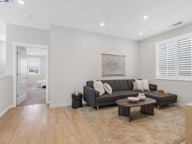 living room featuring light hardwood / wood-style flooring