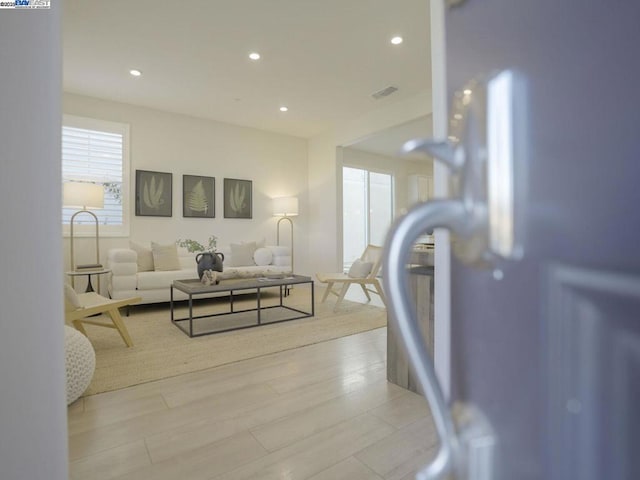 living room featuring light hardwood / wood-style flooring