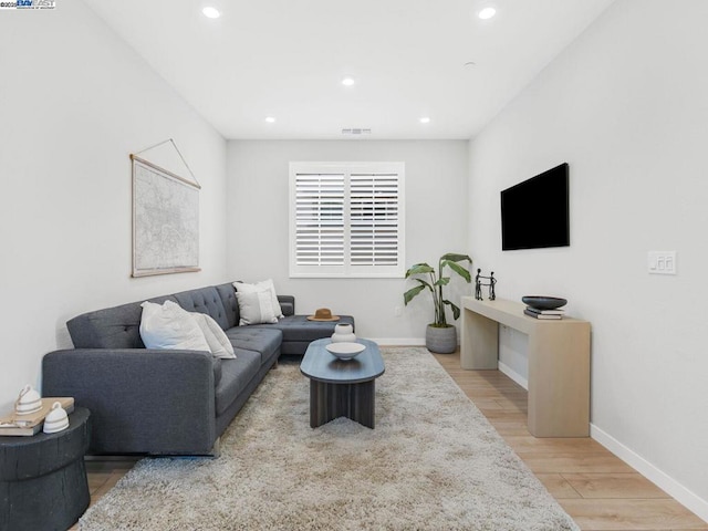 living room featuring light wood-type flooring