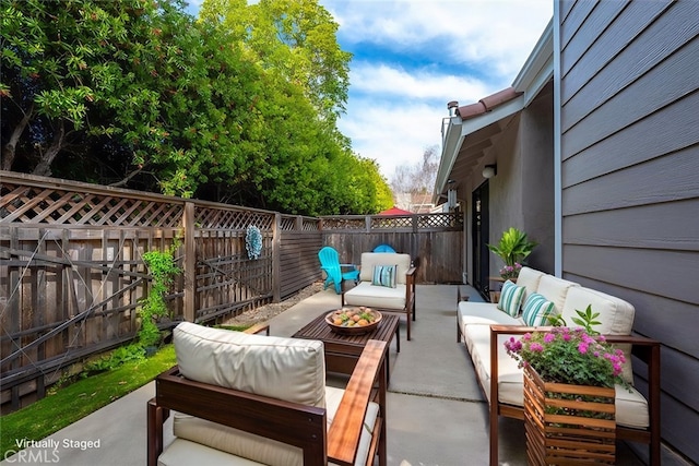 view of patio / terrace featuring an outdoor hangout area