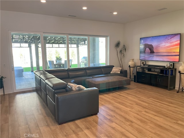 living room featuring light hardwood / wood-style floors