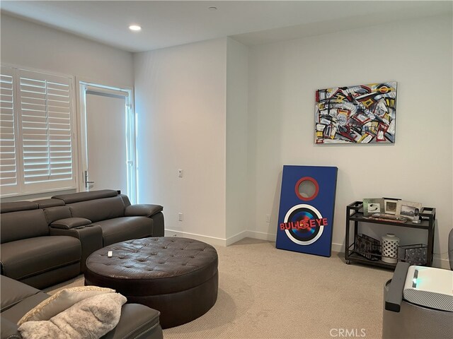 living room with light carpet