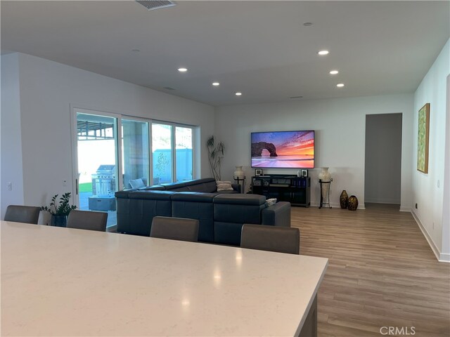 living room featuring light hardwood / wood-style floors