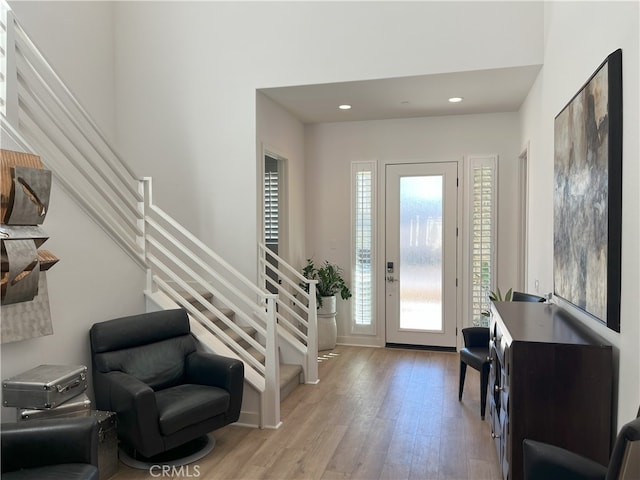 foyer featuring light wood-type flooring