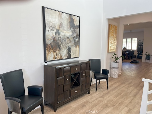 living area featuring light wood-type flooring