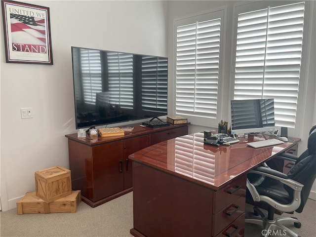 carpeted office space with a wealth of natural light