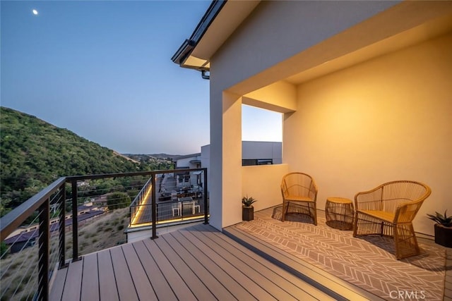 deck featuring a mountain view