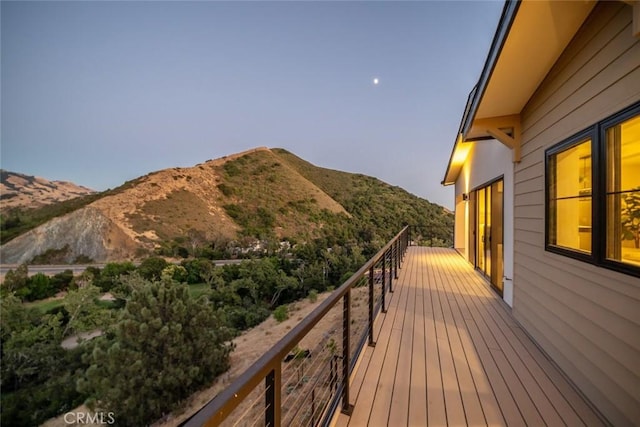 deck featuring a mountain view