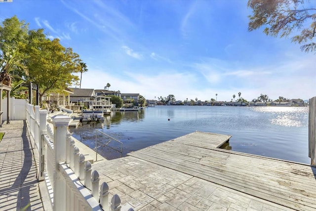 view of dock featuring a water view