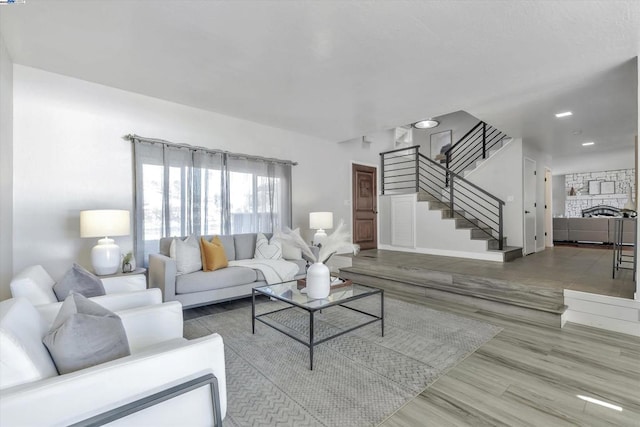 living room featuring light hardwood / wood-style floors