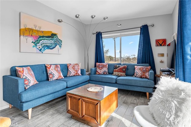 living room featuring wood finish floors