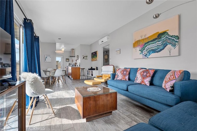 living area featuring wood finished floors