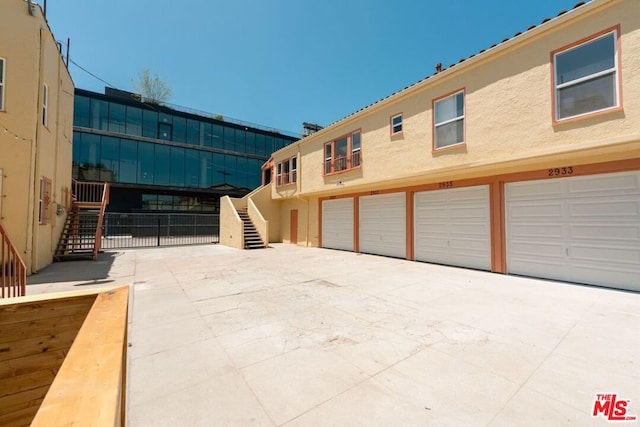 exterior space with a garage