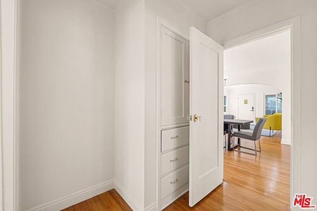 hallway featuring wood-type flooring