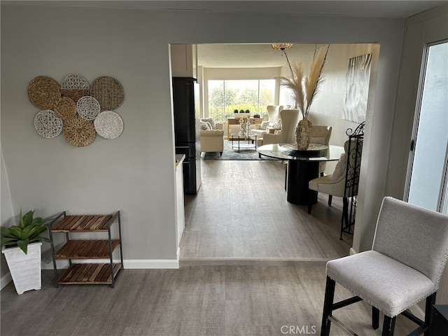 hallway with wood-type flooring