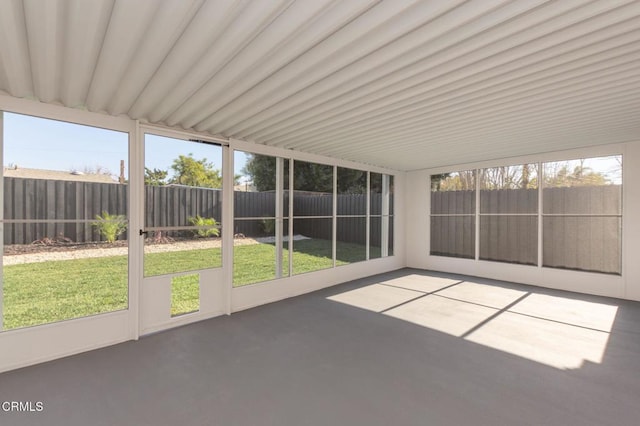 view of unfurnished sunroom