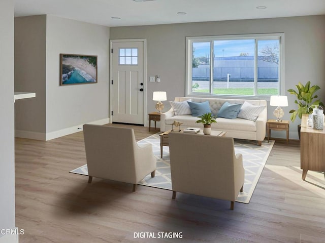 living room featuring light hardwood / wood-style floors