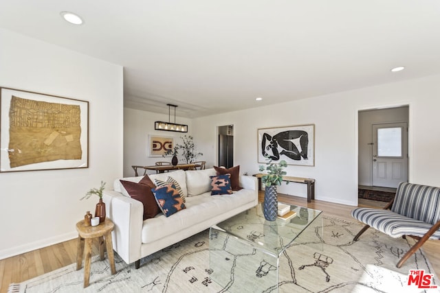 living room featuring light hardwood / wood-style flooring