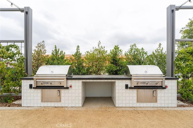 view of patio featuring grilling area and exterior kitchen