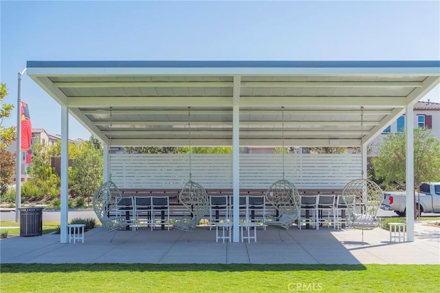 view of community with a patio