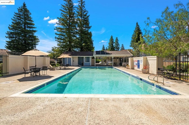 view of swimming pool with a patio