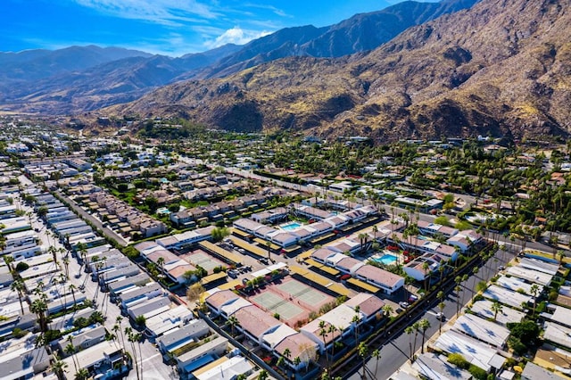 drone / aerial view with a mountain view