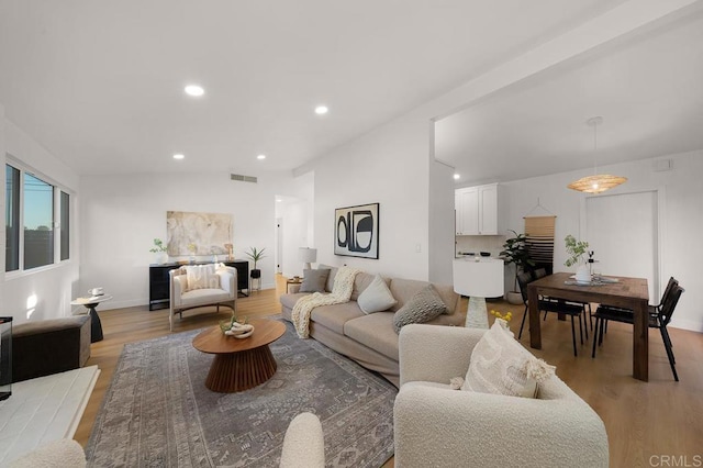 living room featuring light hardwood / wood-style flooring